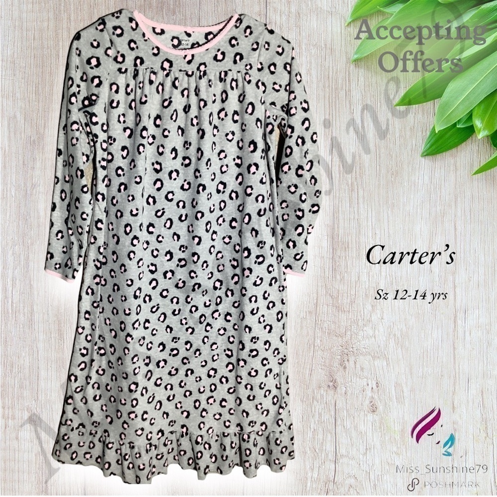 Carter’s - Sz 12-14 years - light fleece animal print sleep dress lounge chill
